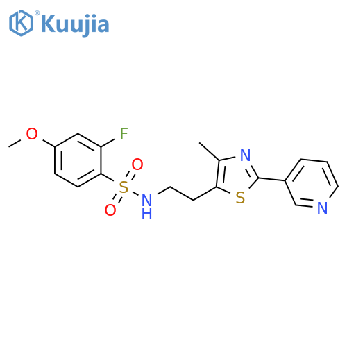 2-fluoro-4-methoxy-N-{2-4-methyl-2-(pyridin-3-yl)-1,3-thiazol-5-ylethyl}benzene-1-sulfonamide structure