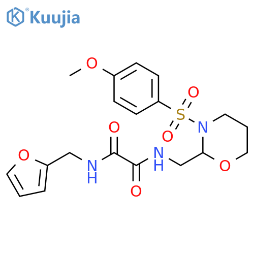 N-(furan-2-yl)methyl-N'-{3-(4-methoxybenzenesulfonyl)-1,3-oxazinan-2-ylmethyl}ethanediamide structure