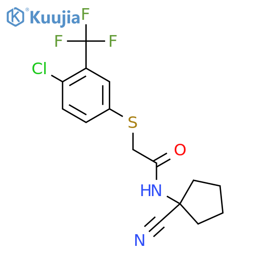 2-{[4-chloro-3-(trifluoromethyl)phenyl]sulfanyl}-N-(1-cyanocyclopentyl)acetamide structure