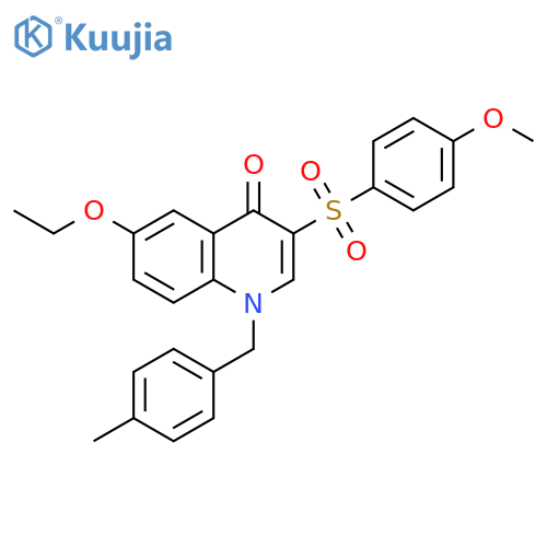 6-ethoxy-3-(4-methoxybenzenesulfonyl)-1-(4-methylphenyl)methyl-1,4-dihydroquinolin-4-one structure