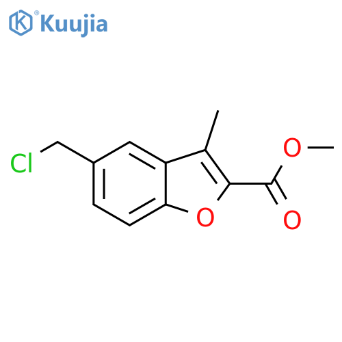 2-Benzofurancarboxylic acid, 5-(chloromethyl)-3-methyl-, methyl ester structure
