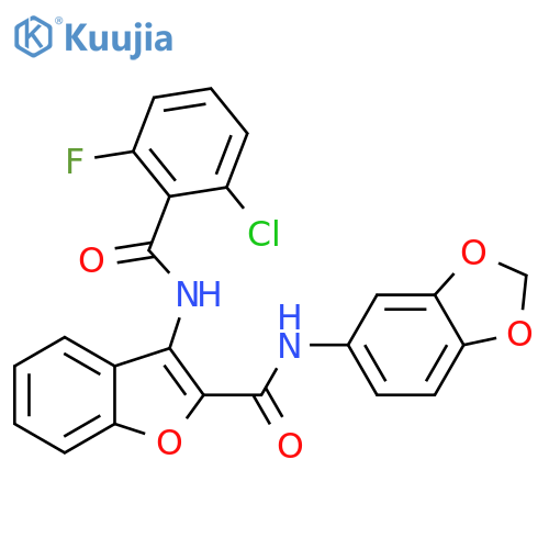 N-(2H-1,3-benzodioxol-5-yl)-3-(2-chloro-6-fluorobenzamido)-1-benzofuran-2-carboxamide structure