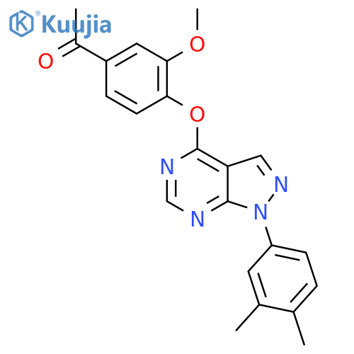 1-(4-{1-(3,4-dimethylphenyl)-1H-pyrazolo3,4-dpyrimidin-4-yloxy}-3-methoxyphenyl)ethan-1-one structure