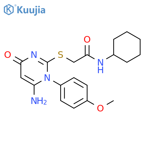 2-{6-amino-1-(4-methoxyphenyl)-4-oxo-1,4-dihydropyrimidin-2-ylsulfanyl}-N-cyclohexylacetamide structure