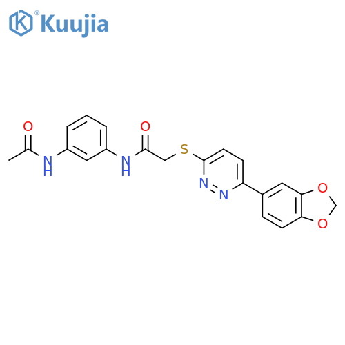 2-{6-(2H-1,3-benzodioxol-5-yl)pyridazin-3-ylsulfanyl}-N-(3-acetamidophenyl)acetamide structure