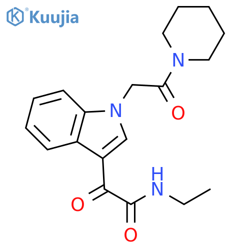 N-ethyl-2-oxo-2-{1-2-oxo-2-(piperidin-1-yl)ethyl-1H-indol-3-yl}acetamide structure