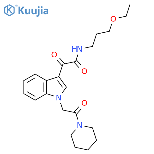 N-(3-ethoxypropyl)-2-oxo-2-{1-2-oxo-2-(piperidin-1-yl)ethyl-1H-indol-3-yl}acetamide structure