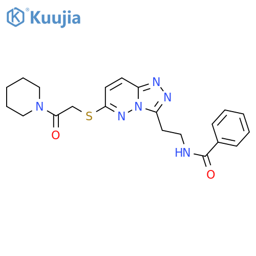N-2-(6-{2-oxo-2-(piperidin-1-yl)ethylsulfanyl}-1,2,4triazolo4,3-bpyridazin-3-yl)ethylbenzamide structure