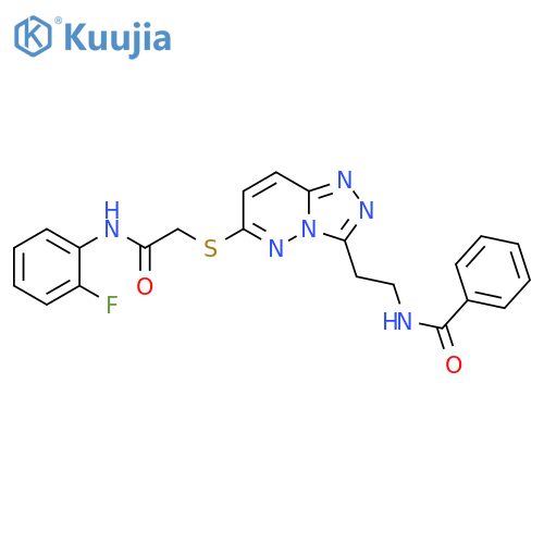 N-{2-6-({(2-fluorophenyl)carbamoylmethyl}sulfanyl)-1,2,4triazolo4,3-bpyridazin-3-ylethyl}benzamide structure