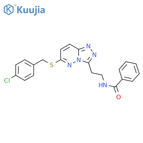 N-2-(6-{(4-chlorophenyl)methylsulfanyl}-1,2,4triazolo4,3-bpyridazin-3-yl)ethylbenzamide structure