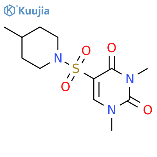 1,3-dimethyl-5-(4-methylpiperidin-1-yl)sulfonyl-1,2,3,4-tetrahydropyrimidine-2,4-dione structure