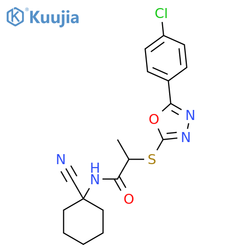 2-((5-(4-Chlorophenyl)-1,3,4-oxadiazol-2-yl)thio)-N-(1-cyanocyclohexyl)propanamide structure