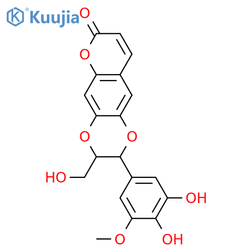2-(3,4-Dihydroxy-5-methoxyphenyl)-2,3-dihydro-3-(hydroxymethyl)-7H-pyrano[2,3-g]-1,4-benzodioxin-7-one; (7'RS,8'RS)-form structure