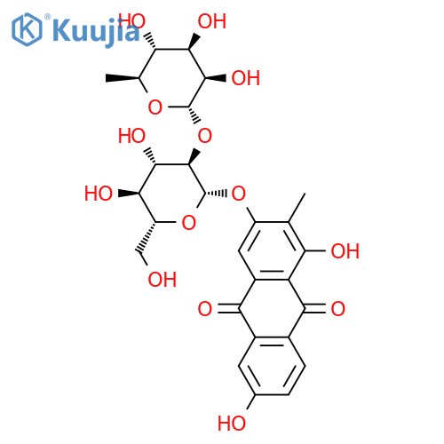1,3,6-Trihydroxy-2-methylanthraquinone 3-O-alpha-L-rhamnosyl-(1->2)-beta-D-glucoside structure