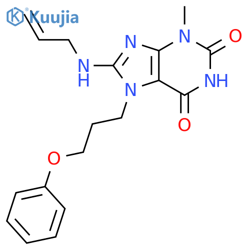 3-methyl-7-(3-phenoxypropyl)-8-(prop-2-en-1-yl)amino-2,3,6,7-tetrahydro-1H-purine-2,6-dione structure