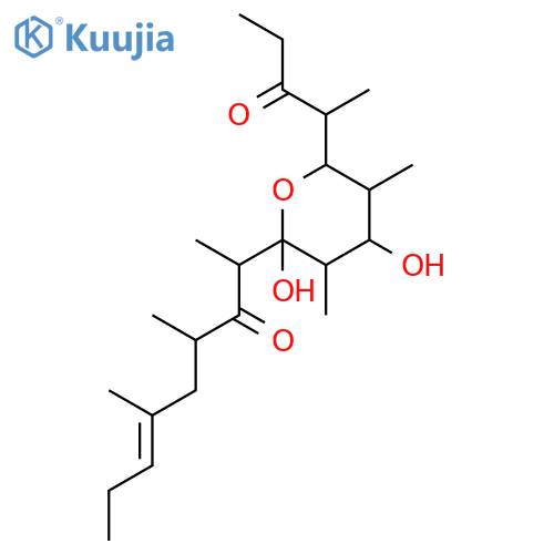 2,4-dideoxy-2,4-dimethyl-5-[(1S)-1-methyl-2-oxobutyl]-1-C-[(1R,3R,5E)-1,3,5-trimethyl-2-oxooct-5-en-1-yl]-alpha-L-ribopyranose structure