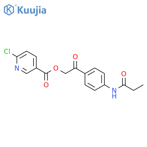 2-Oxo-2-[4-[(1-oxopropyl)amino]phenyl]ethyl 6-chloro-3-pyridinecarboxylate structure