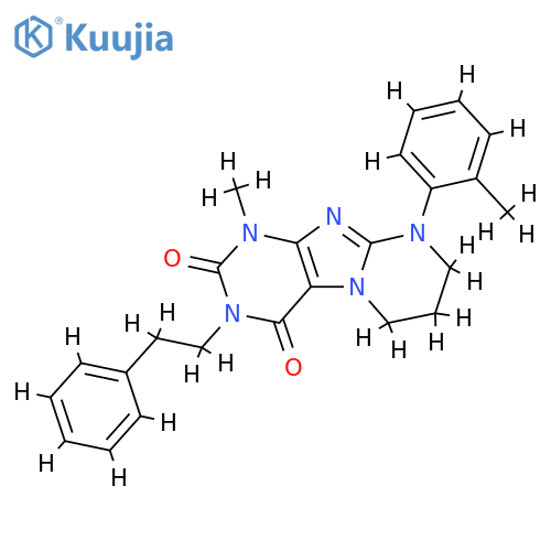 1-methyl-9-(2-methylphenyl)-3-(2-phenylethyl)-1H,2H,3H,4H,6H,7H,8H,9H-pyrimido1,2-gpurine-2,4-dione structure