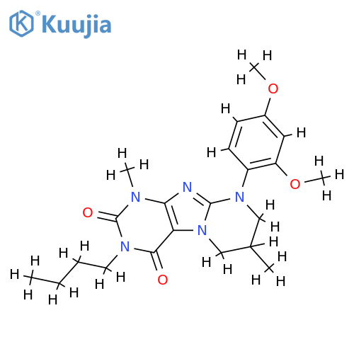 3-butyl-9-(2,4-dimethoxyphenyl)-1,7-dimethyl-1H,2H,3H,4H,6H,7H,8H,9H-pyrimido1,2-gpurine-2,4-dione structure
