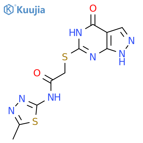 N-(5-methyl-1,3,4-thiadiazol-2-yl)-2-({4-oxo-1H,4H,5H-pyrazolo3,4-dpyrimidin-6-yl}sulfanyl)acetamide structure