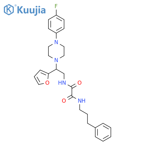 N-{2-4-(4-fluorophenyl)piperazin-1-yl-2-(furan-2-yl)ethyl}-N'-(3-phenylpropyl)ethanediamide structure