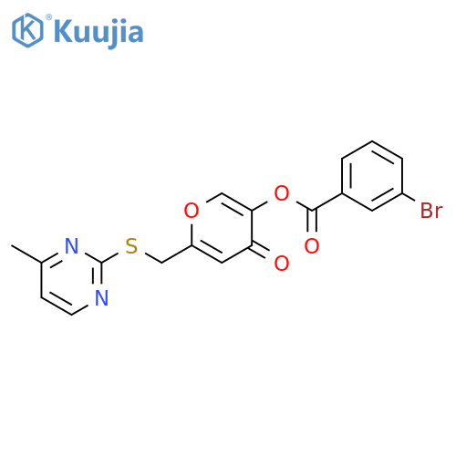 6-{(4-methylpyrimidin-2-yl)sulfanylmethyl}-4-oxo-4H-pyran-3-yl 3-bromobenzoate structure