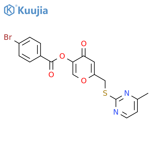 6-{(4-methylpyrimidin-2-yl)sulfanylmethyl}-4-oxo-4H-pyran-3-yl 4-bromobenzoate structure