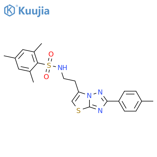 2,4,6-trimethyl-N-{2-2-(4-methylphenyl)-1,2,4triazolo3,2-b1,3thiazol-6-ylethyl}benzene-1-sulfonamide structure