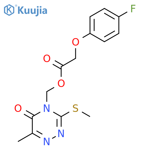 6-methyl-3-(methylsulfanyl)-5-oxo-4,5-dihydro-1,2,4-triazin-4-ylmethyl 2-(4-fluorophenoxy)acetate structure