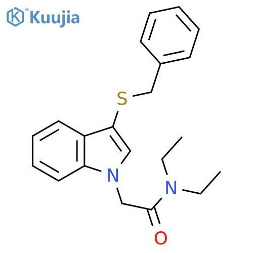 2-3-(benzylsulfanyl)-1H-indol-1-yl-N,N-diethylacetamide structure