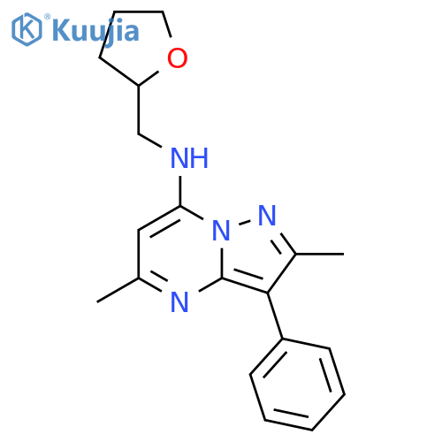 2,5-dimethyl-N-(oxolan-2-yl)methyl-3-phenylpyrazolo1,5-apyrimidin-7-amine structure