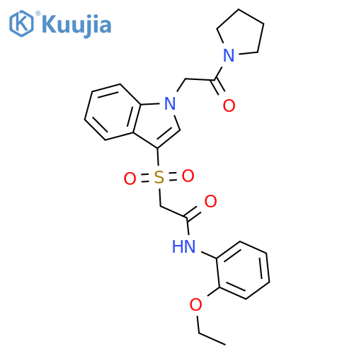 N-(2-ethoxyphenyl)-2-({1-2-oxo-2-(pyrrolidin-1-yl)ethyl-1H-indol-3-yl}sulfonyl)acetamide structure