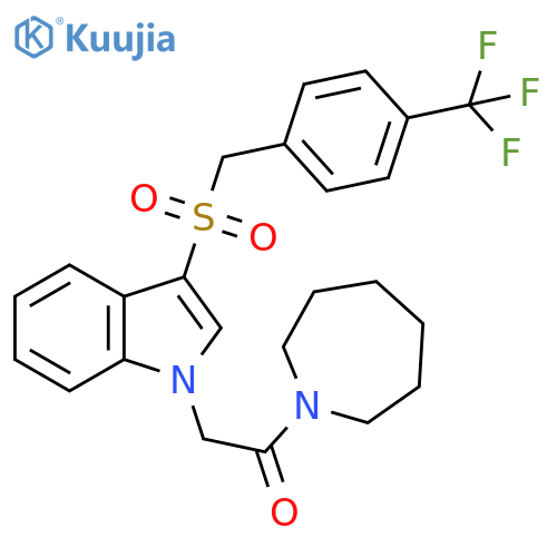 1-(azepan-1-yl)-2-(3-{4-(trifluoromethyl)phenylmethanesulfonyl}-1H-indol-1-yl)ethan-1-one structure