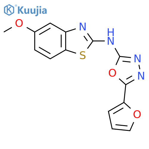 N-5-(furan-2-yl)-1,3,4-oxadiazol-2-yl-5-methoxy-1,3-benzothiazol-2-amine structure