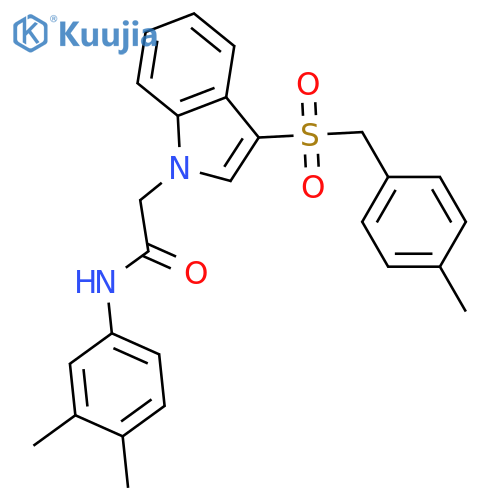 N-(3,4-dimethylphenyl)-2-{3-(4-methylphenyl)methanesulfonyl-1H-indol-1-yl}acetamide structure