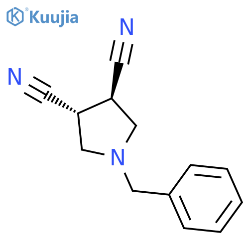 3,4-Pyrrolidinedicarbonitrile, 1-(phenylmethyl)-, (3R,4R)-rel- structure