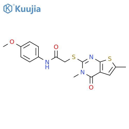2-({3,6-dimethyl-4-oxo-3H,4H-thieno2,3-dpyrimidin-2-yl}sulfanyl)-N-(4-methoxyphenyl)acetamide structure