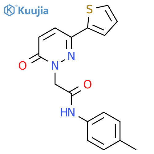 N-(4-methylphenyl)-2-6-oxo-3-(thiophen-2-yl)-1,6-dihydropyridazin-1-ylacetamide structure