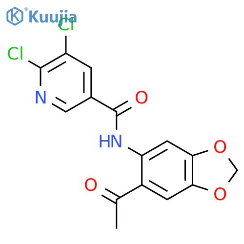 N-(6-acetyl-2H-1,3-benzodioxol-5-yl)-5,6-dichloropyridine-3-carboxamide structure