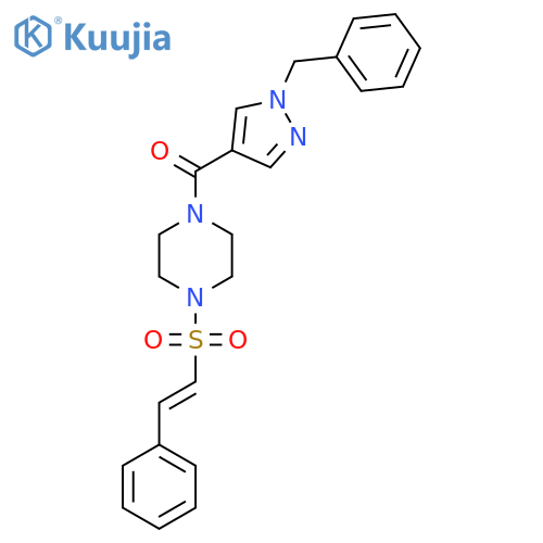 1-(1-benzyl-1H-pyrazole-4-carbonyl)-4-(2-phenylethenesulfonyl)piperazine structure