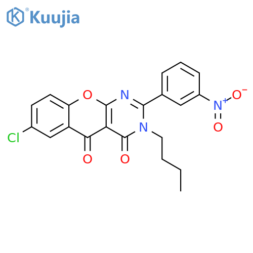 3-butyl-7-chloro-2-(3-nitrophenyl)-3H,4H,5H-chromeno2,3-dpyrimidine-4,5-dione structure
