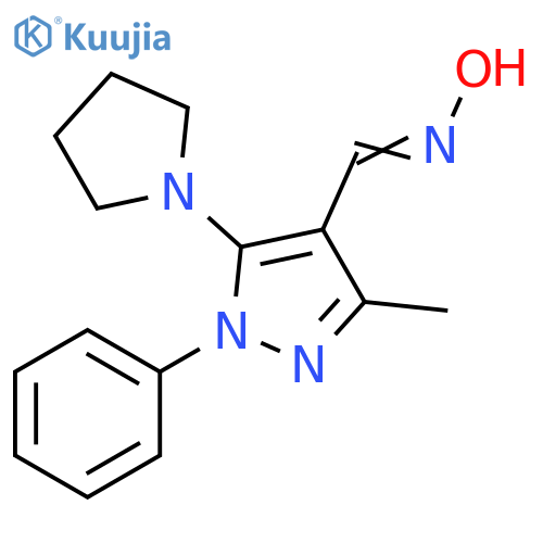 1H-Pyrazole-4-carboxaldehyde, 3-methyl-1-phenyl-5-(1-pyrrolidinyl)-, oxime structure
