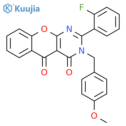 2-(2-fluorophenyl)-3-(4-methoxyphenyl)methyl-3H,4H,5H-chromeno2,3-dpyrimidine-4,5-dione structure