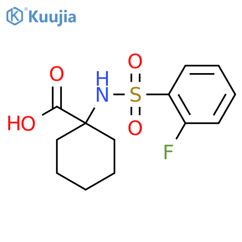 1-(2-fluorobenzenesulfonamido)cyclohexane-1-carboxylic acid structure