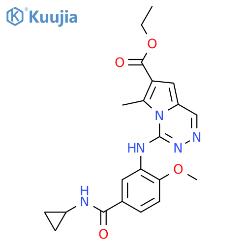 Pyrrolo[1,2-d][1,2,4]triazine-7-carboxylic acid,4-[[5-[(cyclopropylamino)carbonyl]-2-methoxyphenyl]amino]-6-methyl-,ethyl ester structure