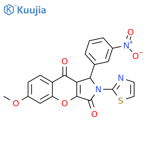6-methoxy-1-(3-nitrophenyl)-2-(1,3-thiazol-2-yl)-1H,2H,3H,9H-chromeno2,3-cpyrrole-3,9-dione structure