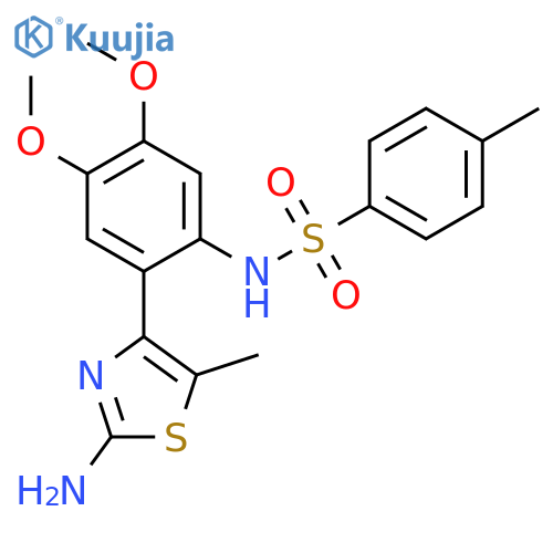 N-[2-(2-amino-5-methyl-1,3-thiazol-4-yl)-4,5-dimethoxyphenyl]-4-methylbenzenesulfonamide structure