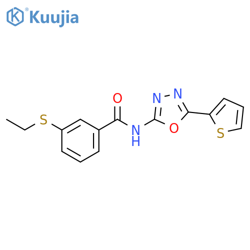 3-(ethylsulfanyl)-N-5-(thiophen-2-yl)-1,3,4-oxadiazol-2-ylbenzamide structure