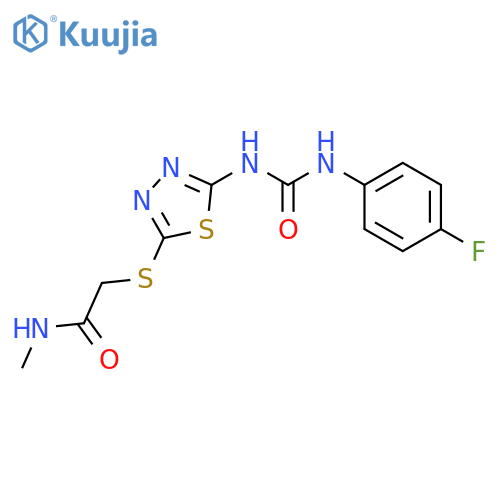 2-[[5-[(4-fluorophenyl)carbamoylamino]-1,3,4-thiadiazol-2-yl]sulfanyl]-N-methylacetamide structure