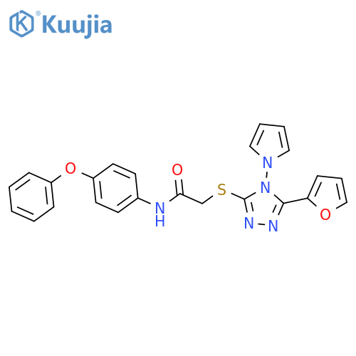 2-{5-(furan-2-yl)-4-(1H-pyrrol-1-yl)-4H-1,2,4-triazol-3-ylsulfanyl}-N-(4-phenoxyphenyl)acetamide structure